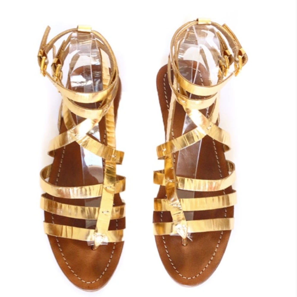 Miu Miu Gold Metallic Gladiator Sandals Size 6 - Picture 4 of 16